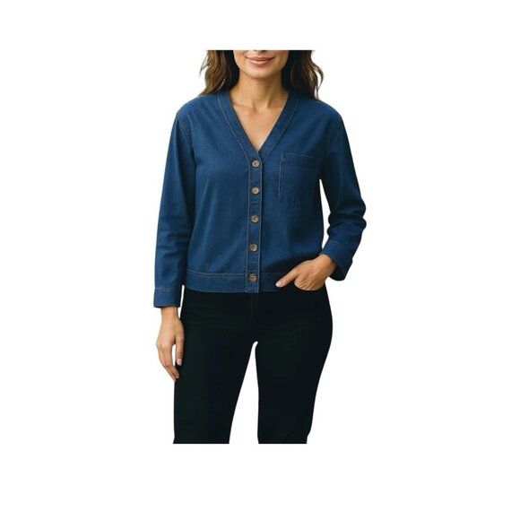 Ichi Tops - Ichi Ihkate Denim V-Neck Shirt Size Small Western 2026 Season Not In Stores NWT